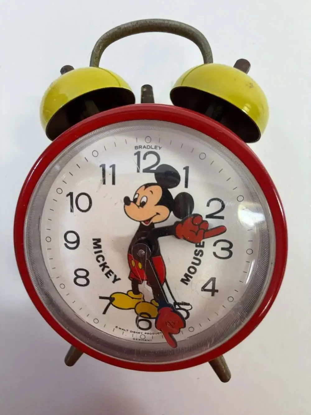 Vintage Bradley Walt Disney Productions Mickey Mouse Twin Bell Wind-Up Alarm Clo